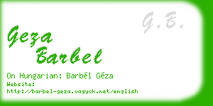 geza barbel business card