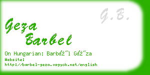 geza barbel business card